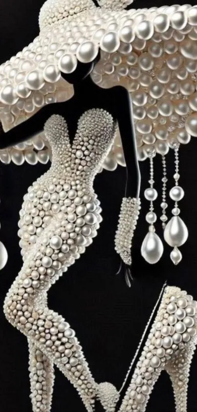 Intricate pearl fashion art on elegant mobile wallpaper.