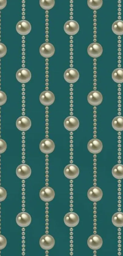 Mobile wallpaper with pearls on teal background.