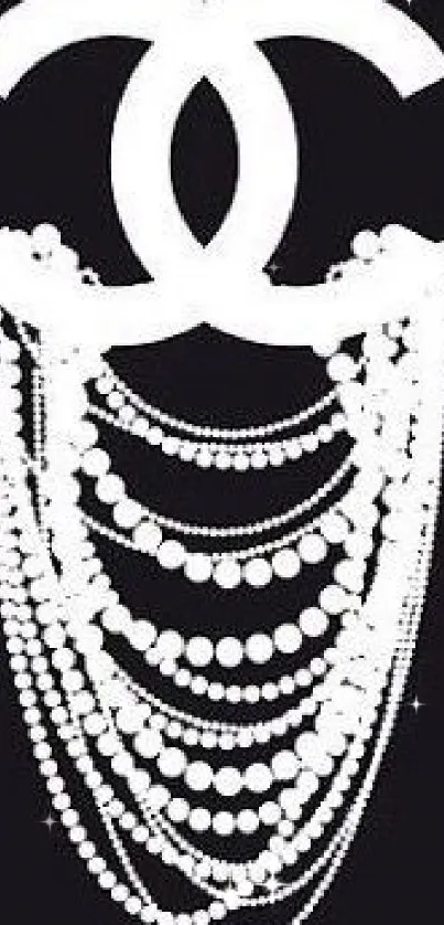 Elegant pearls on a chic black background, perfect for a sophisticated wallpaper.