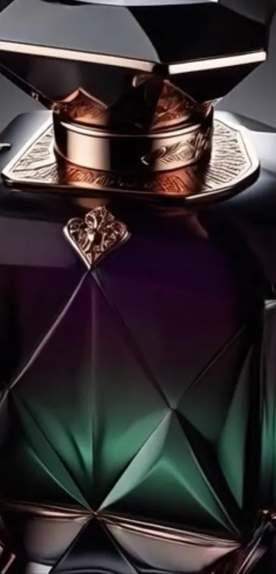 Artistic perfume bottle with elegant design.