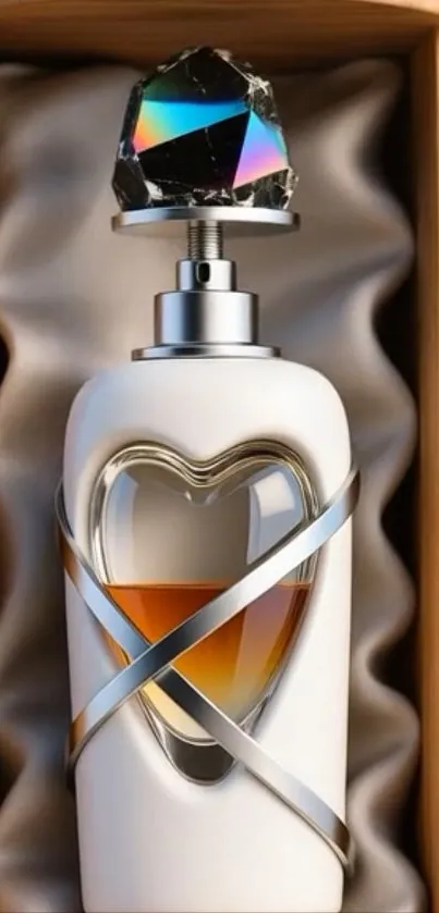 Luxurious perfume bottle with shining design.