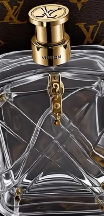 Decorative perfume bottle with gold accents.