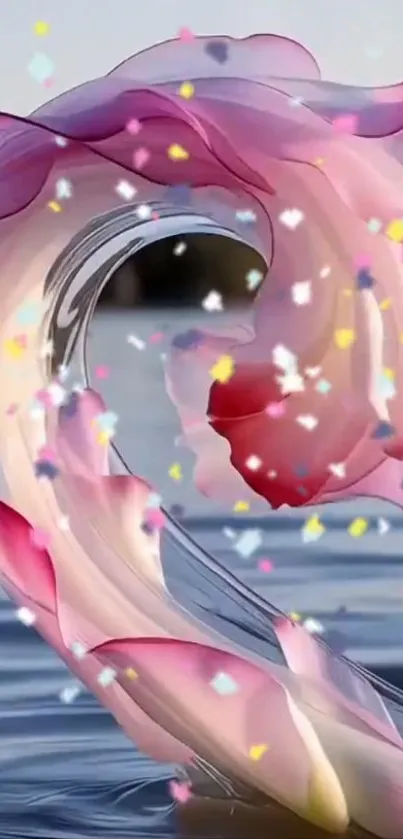 Elegant pink petal wave design with vibrant colors.