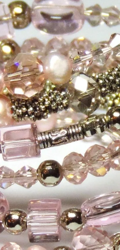 Pink beaded bracelet close-up wallpaper.