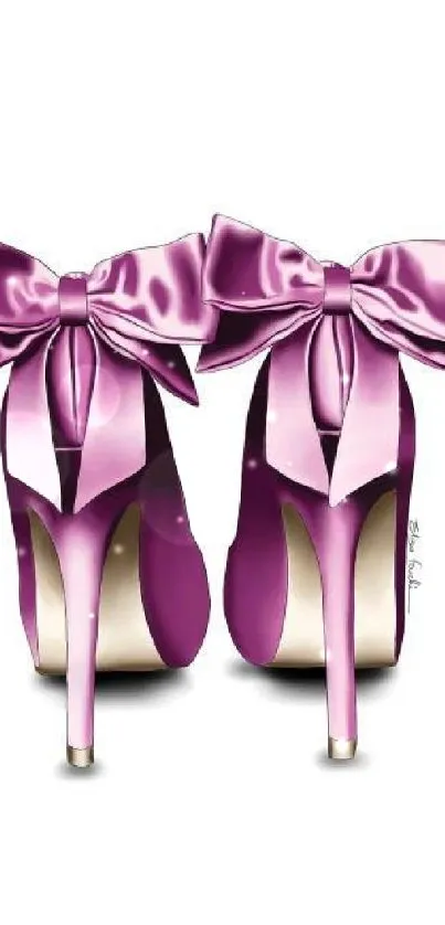 Elegant pink high heels with satin bows on a white background.