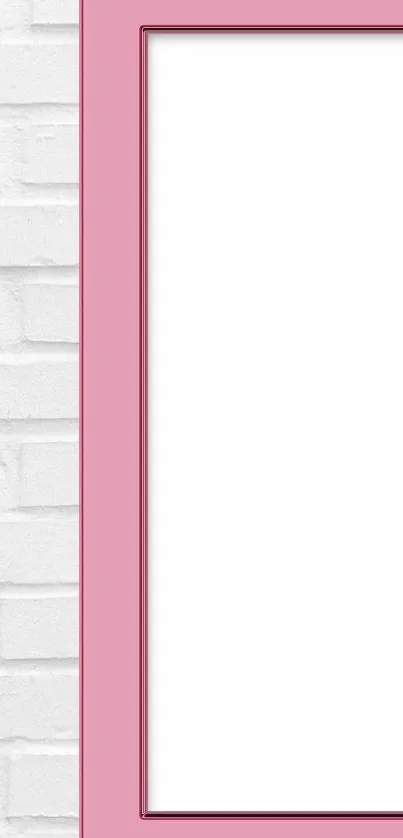 Pink framed wallpaper with brick and leaf design for mobile phones.