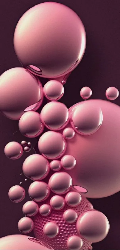 Elegant pink bubbles with 3D effect on dark background.