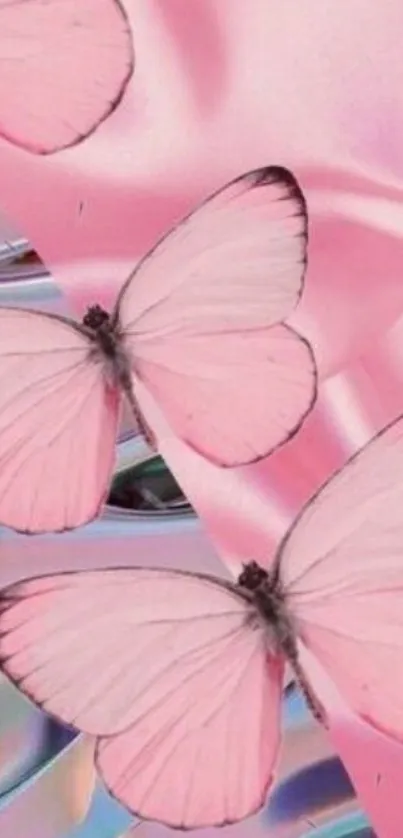 Pink butterflies on a silky pastel background.