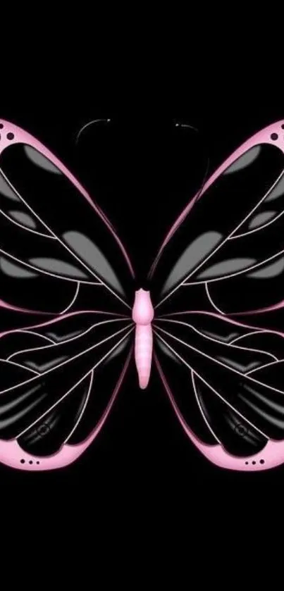 Stylish pink and black butterfly wallpaper for mobile phones.