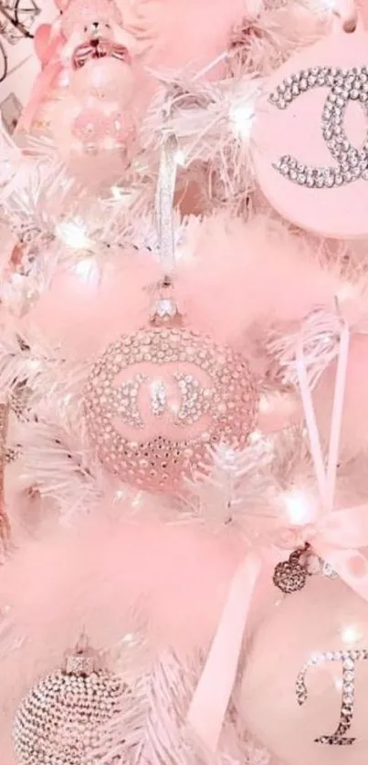 Elegant pink-themed Christmas tree with luxury ornaments.