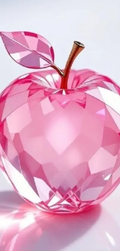 Pink crystal apple with leaf, elegant and decorative.