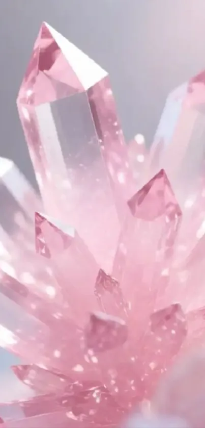 Elegant pink crystal structure close-up.