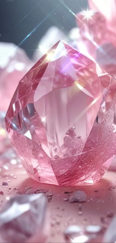 Elegant pink crystal with shimmering texture.