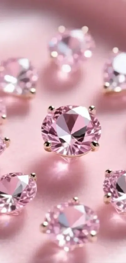 Luxurious pink diamonds sparkling on a soft background.