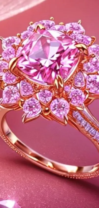 Luxurious pink diamond ring wallpaper