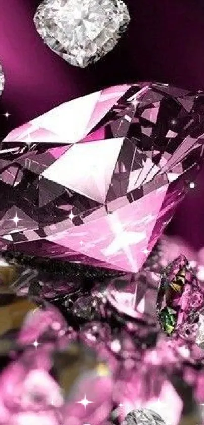 Elegant pink diamond mobile wallpaper with dazzling gemstone accents.