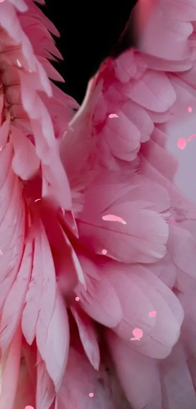 Elegant pink feathered wings with delicate details.