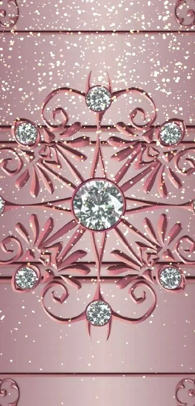 Elegant pink floral design with crystals.