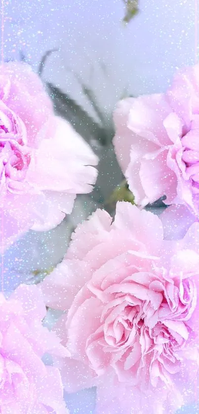 Elegant pink floral wallpaper with soft petals and pastel hues.
