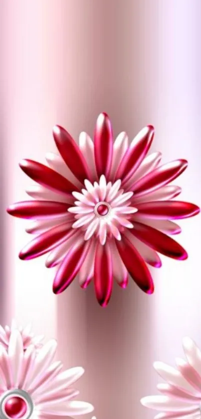 Elegant pink floral mobile wallpaper with 3D flowers.