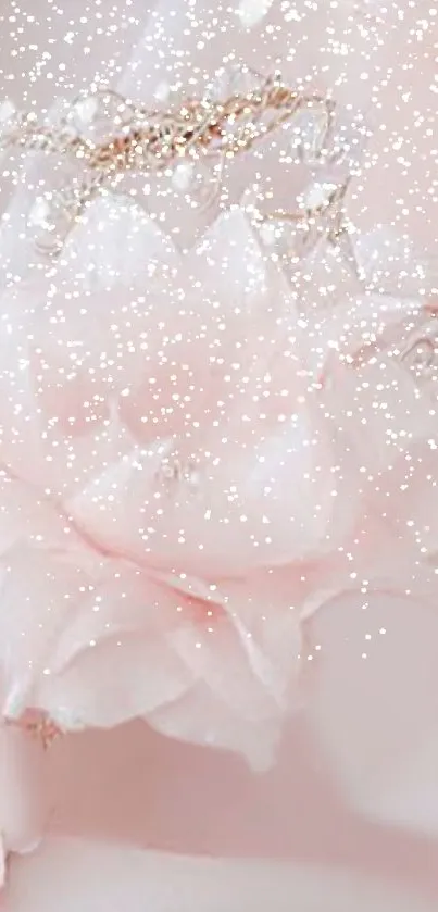 Beautiful pink roses with glitter effect on a mobile wallpaper.