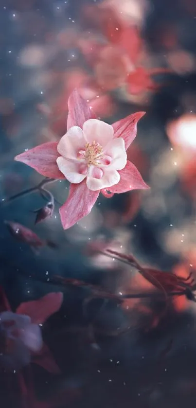 Elegant pink flower with blurred dark background, perfect for mobile wallpaper.