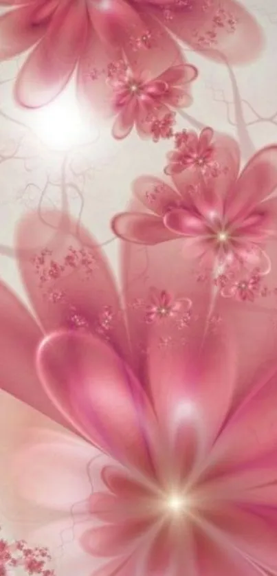 Elegant pink floral wallpaper with delicate blossoms.