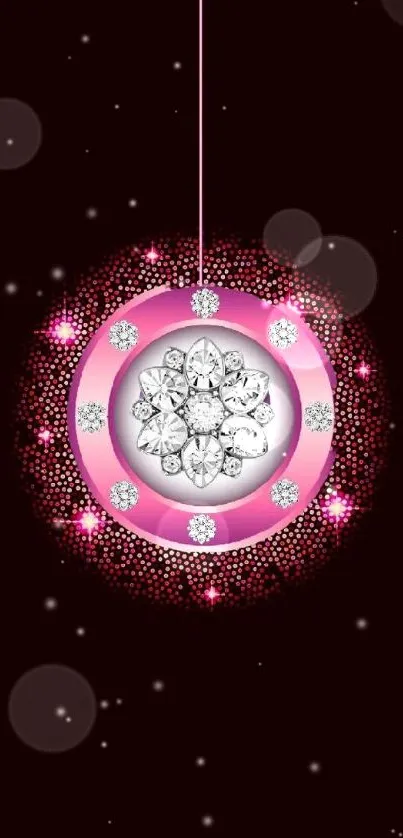 Elegant pink gem design wallpaper with a dark background.