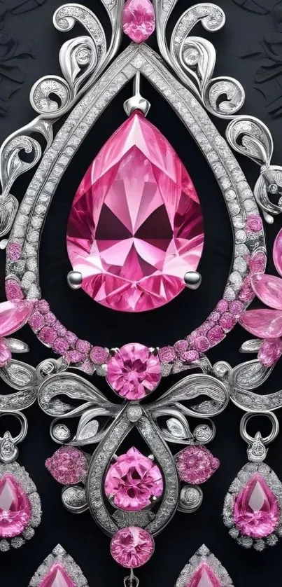 Elegant pink gemstone and intricate jewelry design wallpaper.