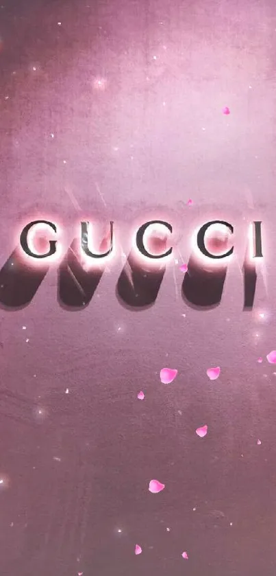 Elegant pink Gucci wallpaper with logo shadows.