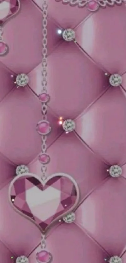 Elegant pink wallpaper with diamond hearts.