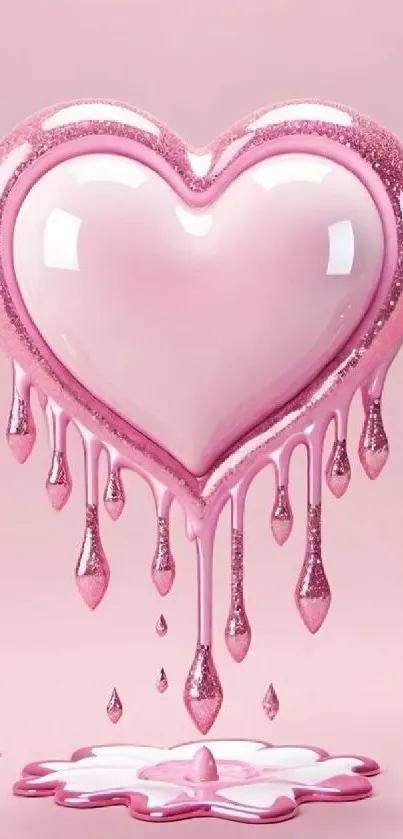 Pink dripping heart in artistic design.