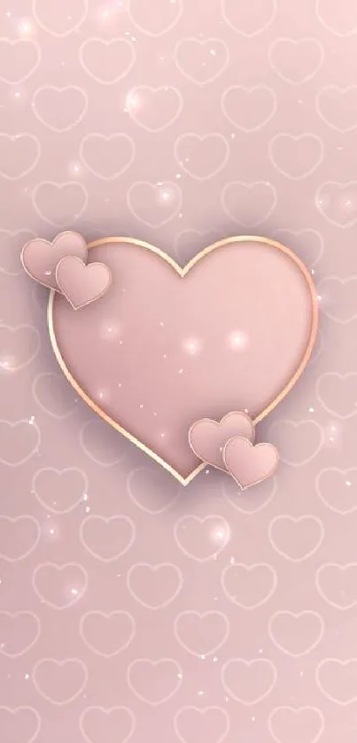 Pastel pink heart design mobile wallpaper.