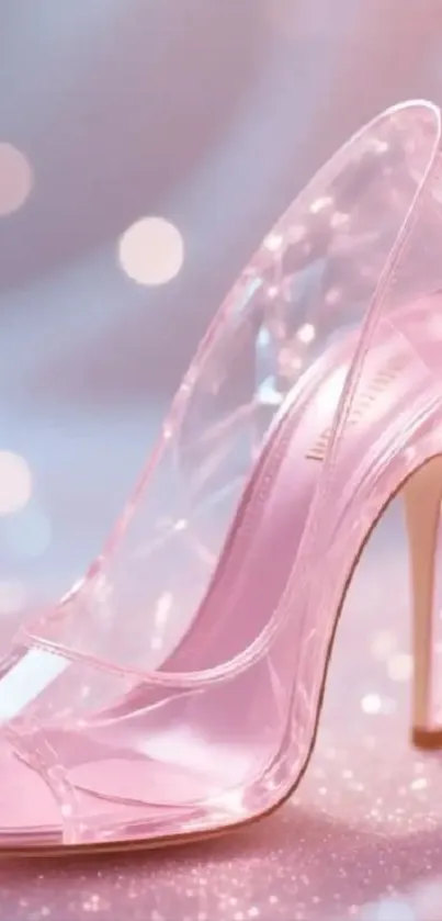 Elegant pink high heel shoe on soft background.