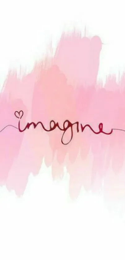 Elegant pink wallpaper with 'imagine' text.