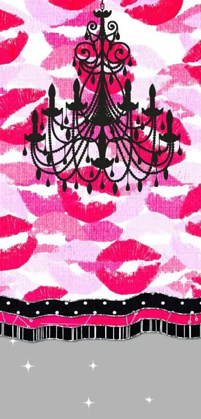 Pink lips and chandelier mobile wallpaper.