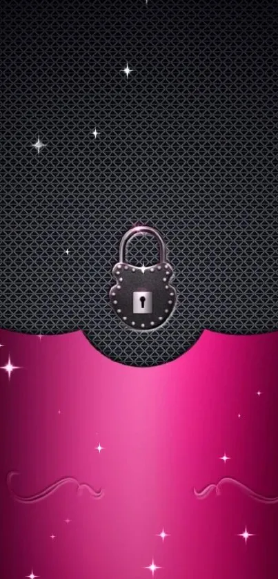 Metallic lock on pink background wallpaper.