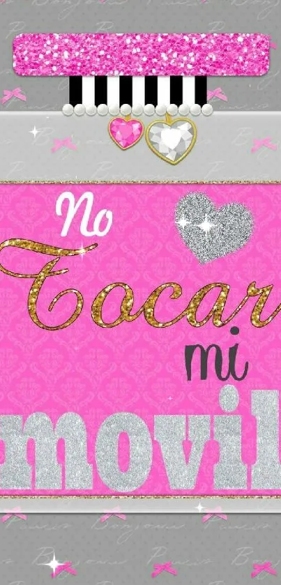 Stylish pink mobile wallpaper with glitter text.