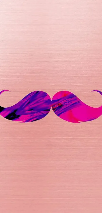 Vibrant pink and purple mustache on a soft pink background.