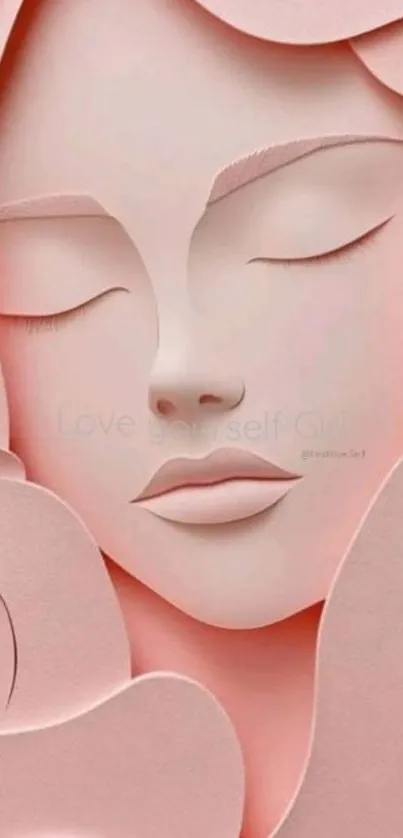 Elegant pink paper art with serene expression