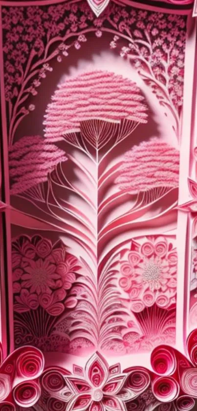 Elegant pink paper art design for mobile wallpaper