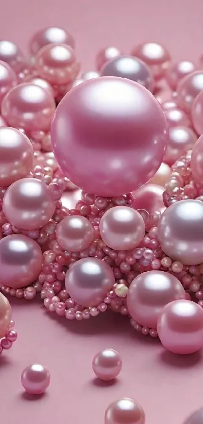 Elegant arrangement of pink pearls on a soft pink background.