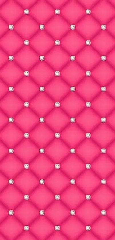 Pink quilted wallpaper with diamonds and a luxury design.