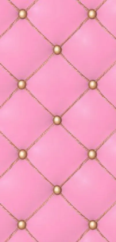 Elegant pink quilted pattern wallpaper with gold accents.