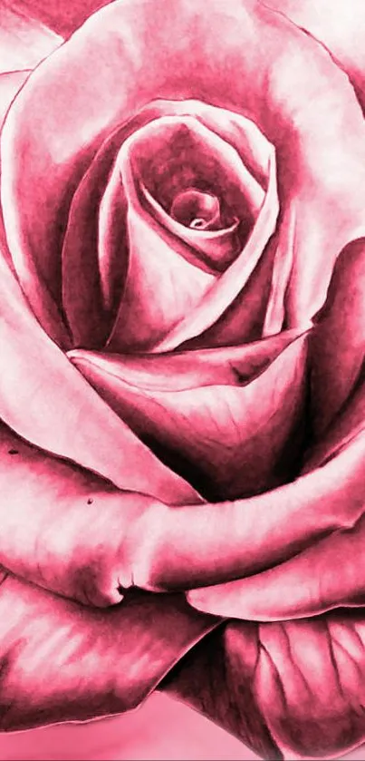 A beautifully detailed pink rose artwork for mobile wallpaper.