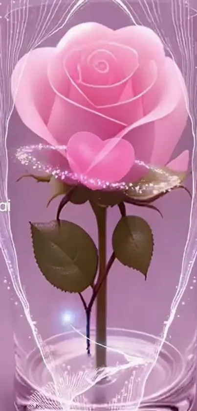 Digital pink rose in elegant bloom design.