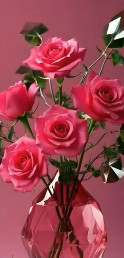 Elegant bouquet of pink roses in a vase