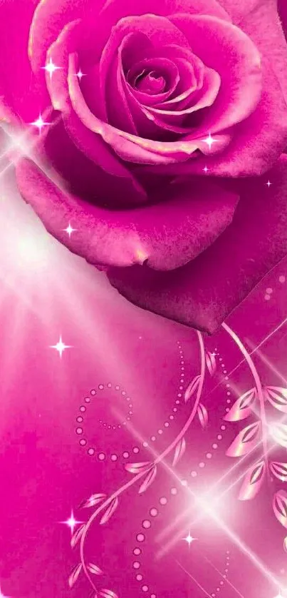 Elegant pink rose wallpaper with floral design.