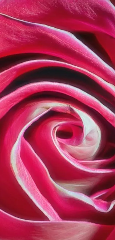 Elegant close-up of a pink rose spiral pattern.