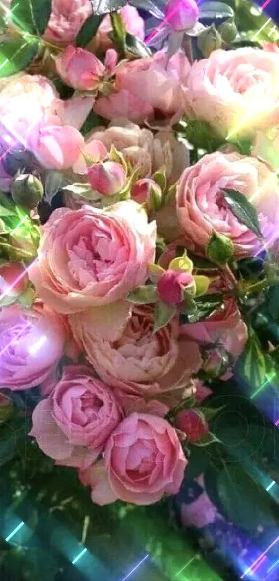 Beautiful pink rose bouquet in bloom.